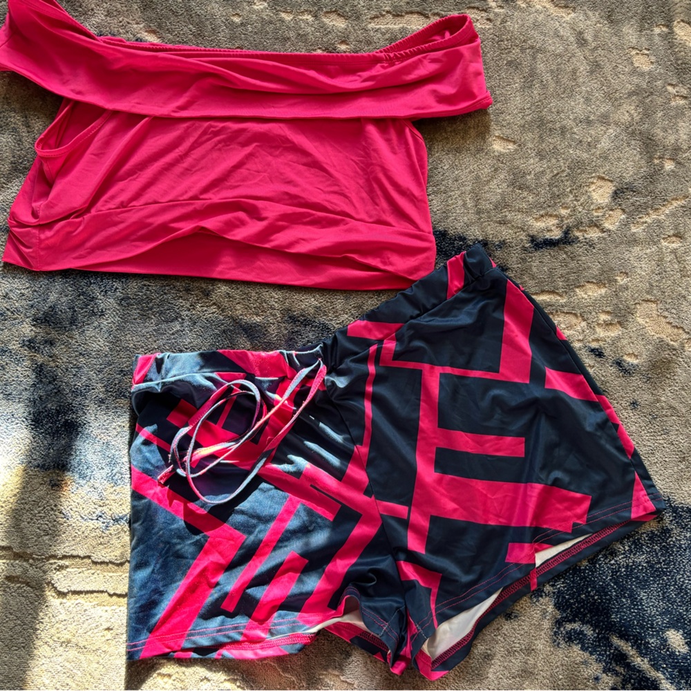 SHEIN Pink and Black Two-Piece Set